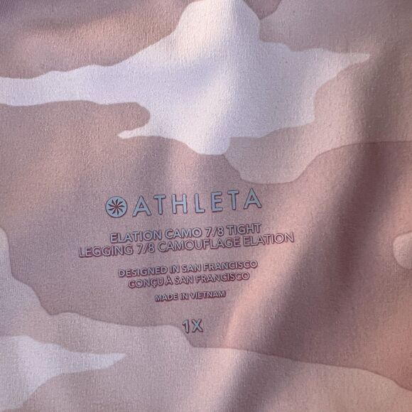 Athleta Elation Camo 7/8 Tight Leggings 1X Pink Athleisure Active Gym‎ Lounge - Picture 2 of 9